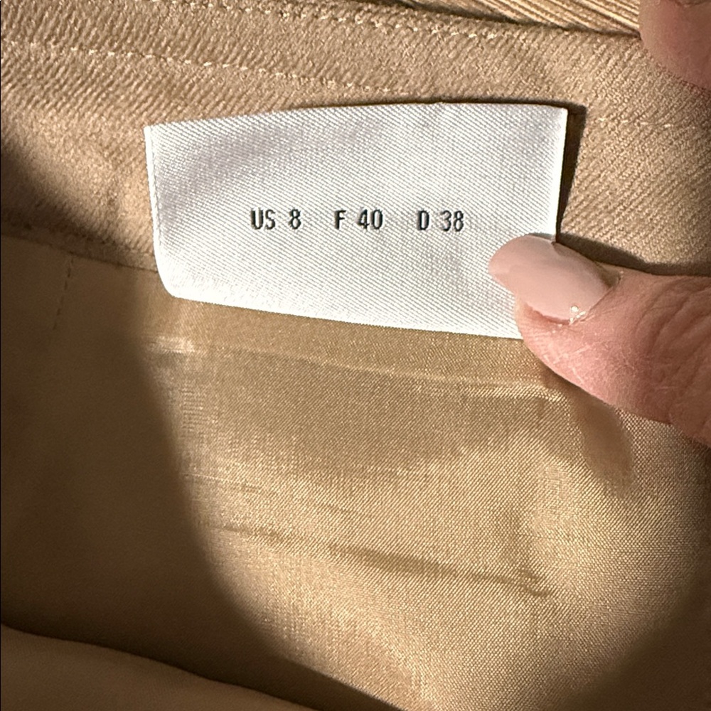 Akris Punto Beige 100% Wool Pleated A-Line Skirt Zip Pockets Size 8 - Picture 8 of 10